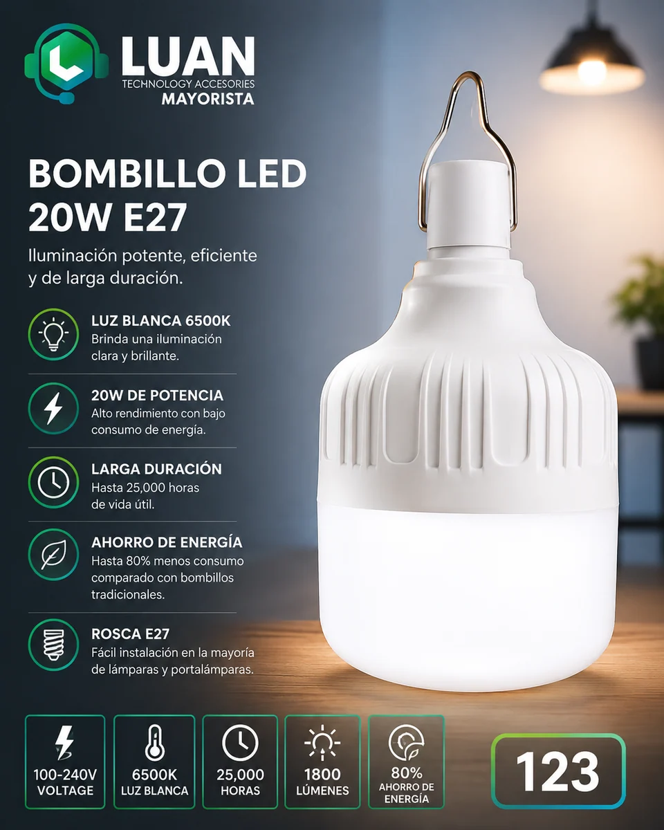 BOMBILLO PROBELCO 20W RECARGABLE - 20WPROBELCO