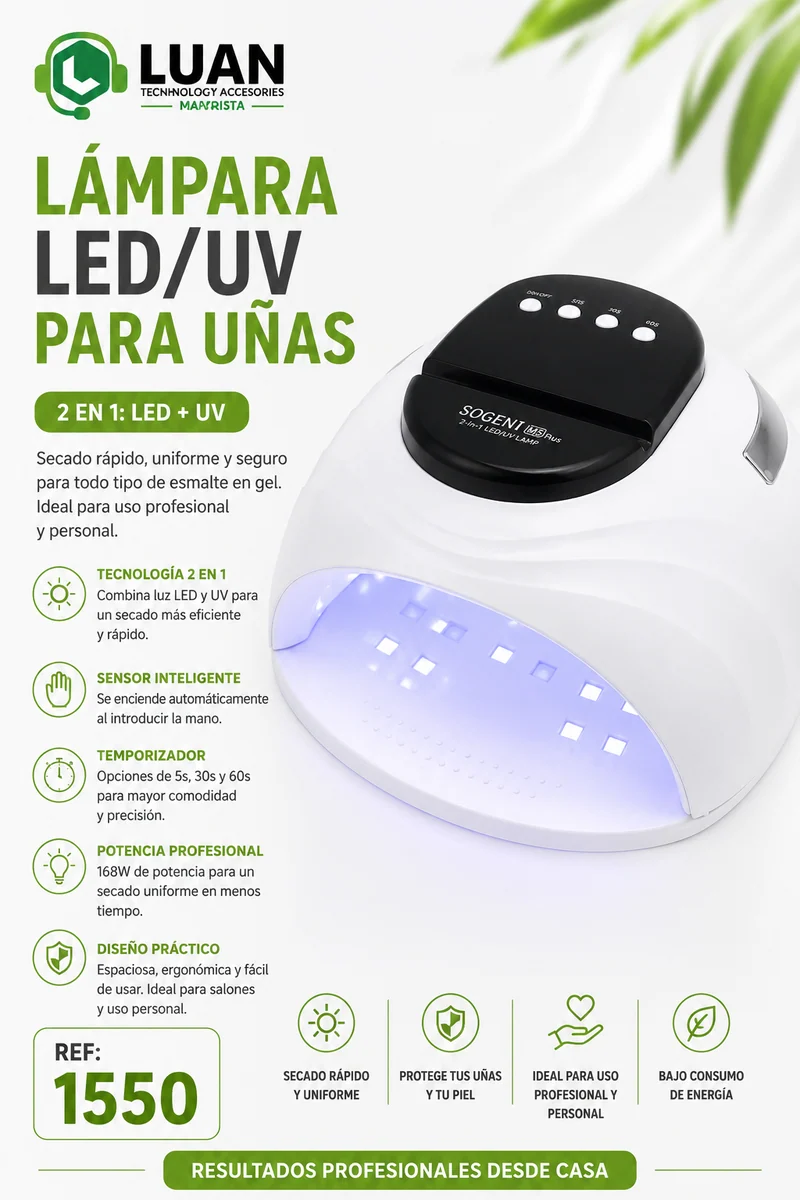 LAMPARA LED DE UÑAS SOGENI M5PLUS CON BASE PARA CELULAR