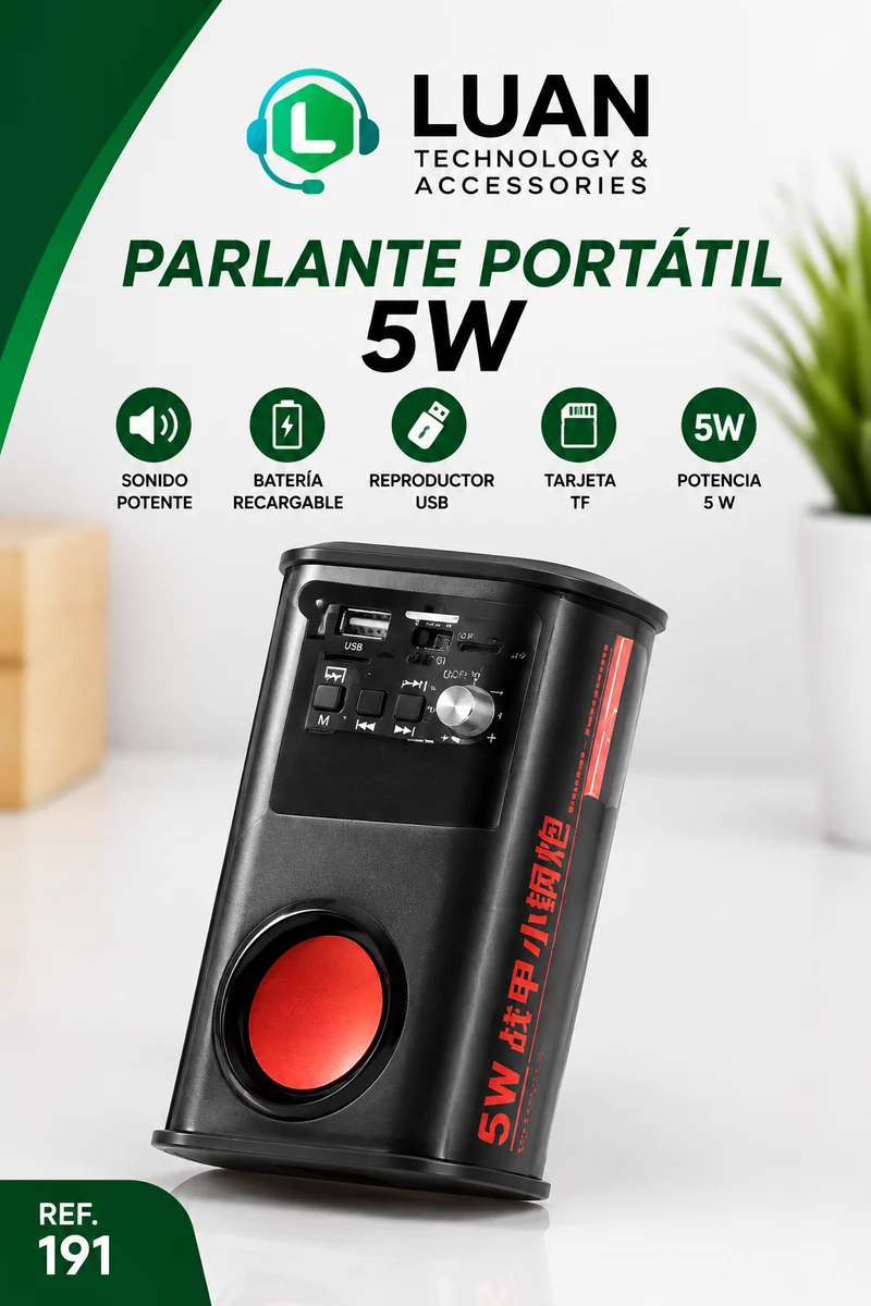 PARLANTE SPEAKER 5W PETERHOT DISEÑO DE BATERIA -