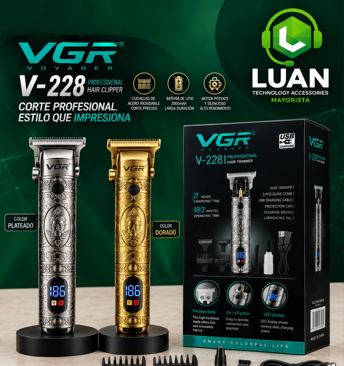 MAQUINA DE AFEITAR VGR V-228