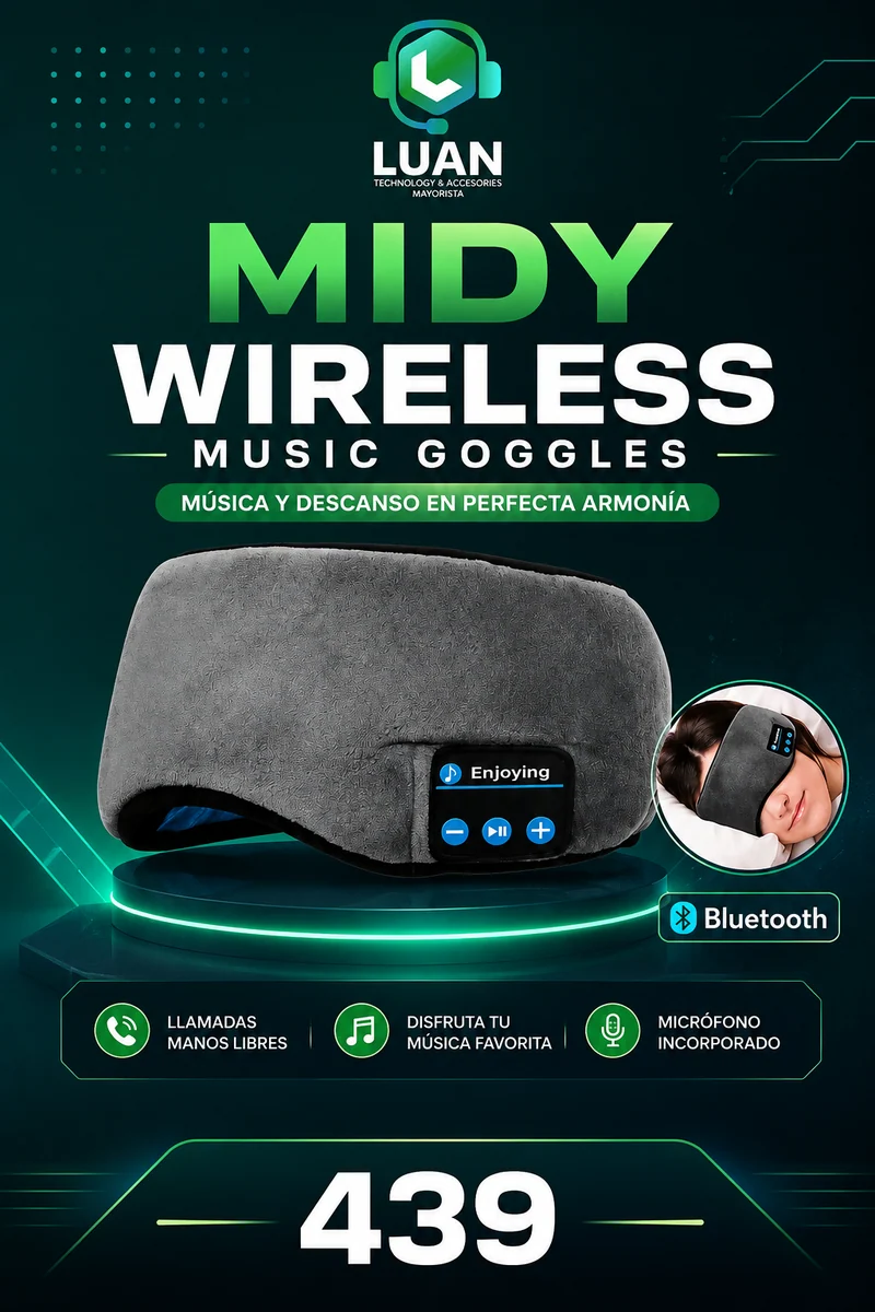 BENDA MASAJEADORA CON BLUETOOTH PARA LOS OJOS MIDY - BEN0002