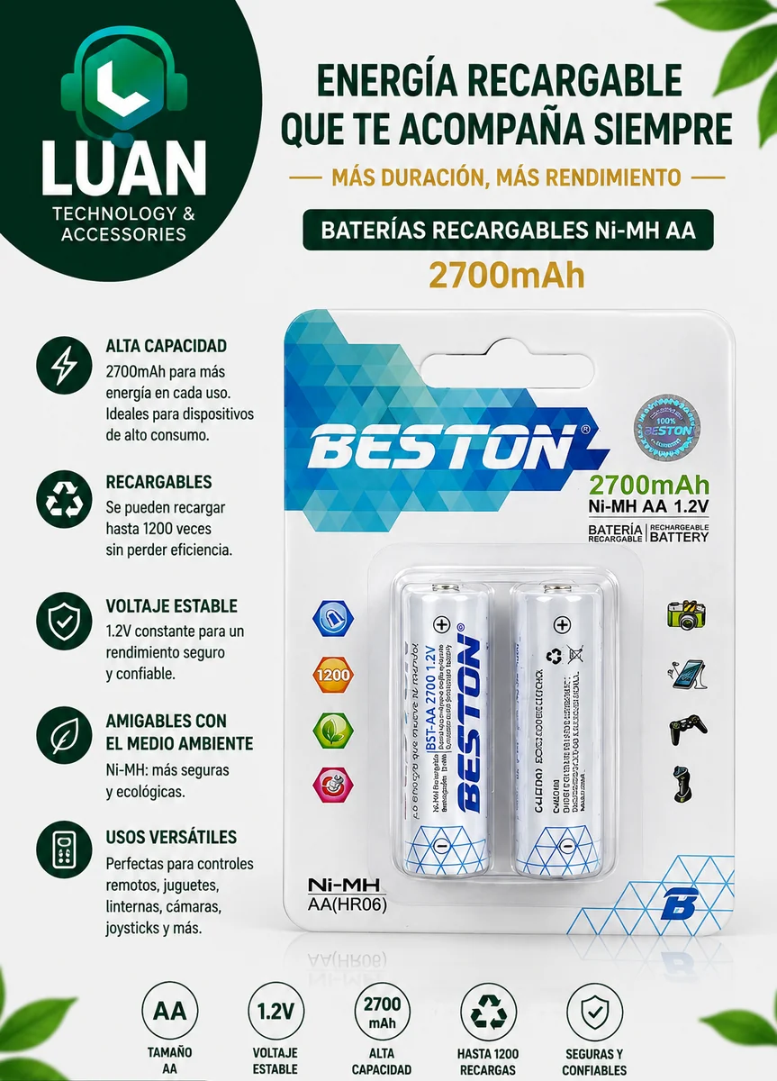 BATERIA BESTON AA X2 2700MAH