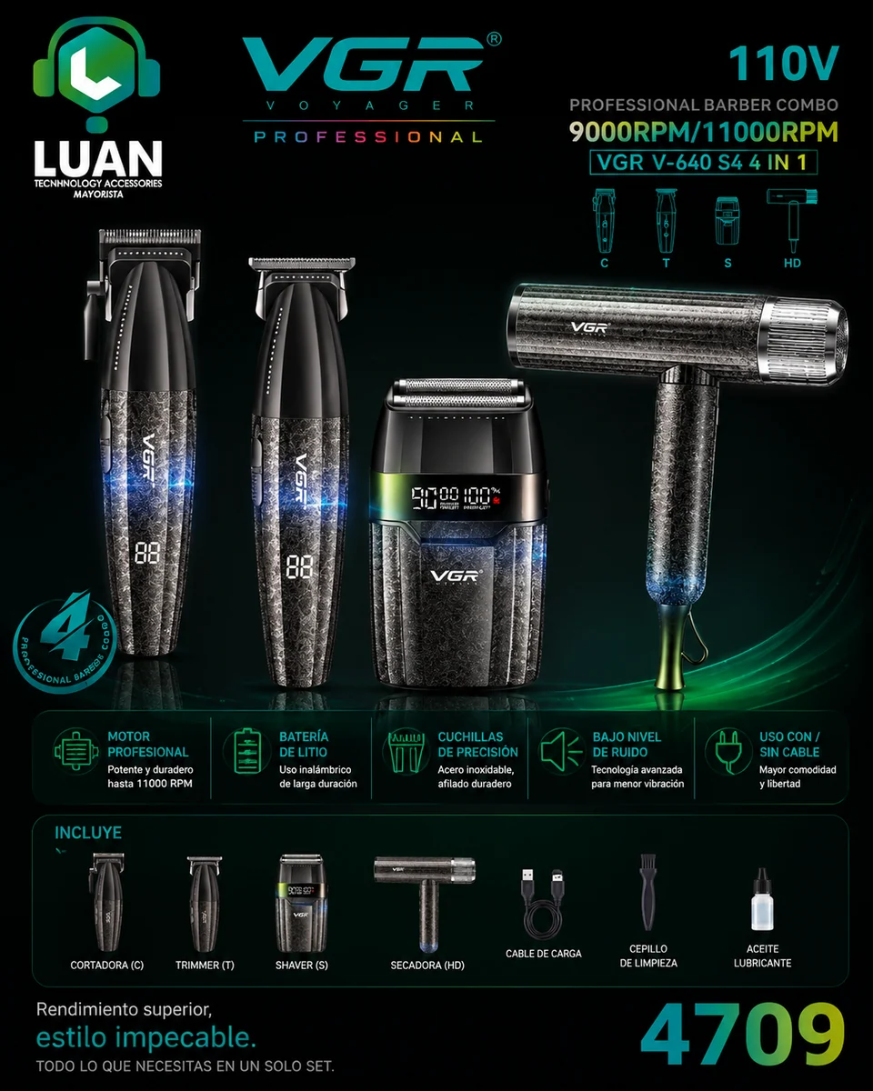 COMBO MAQUINA PELUQUERIA VGR