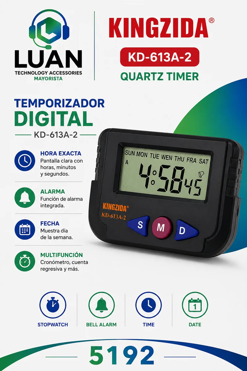 TEMPORIZADOR DIGITAL KINGZIDA KD-613A-2