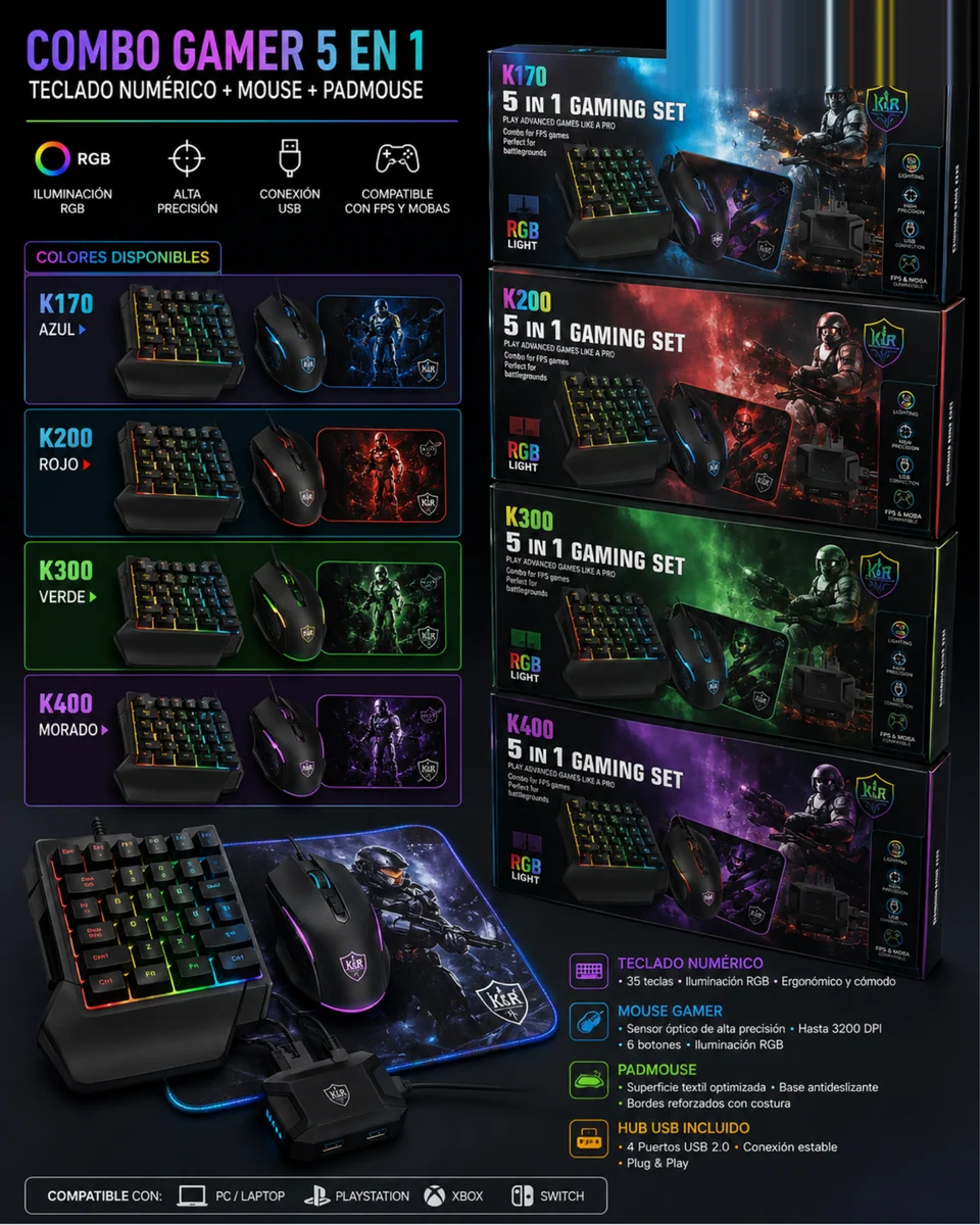 COMBO GAMER 5 EN 1 K170-K200