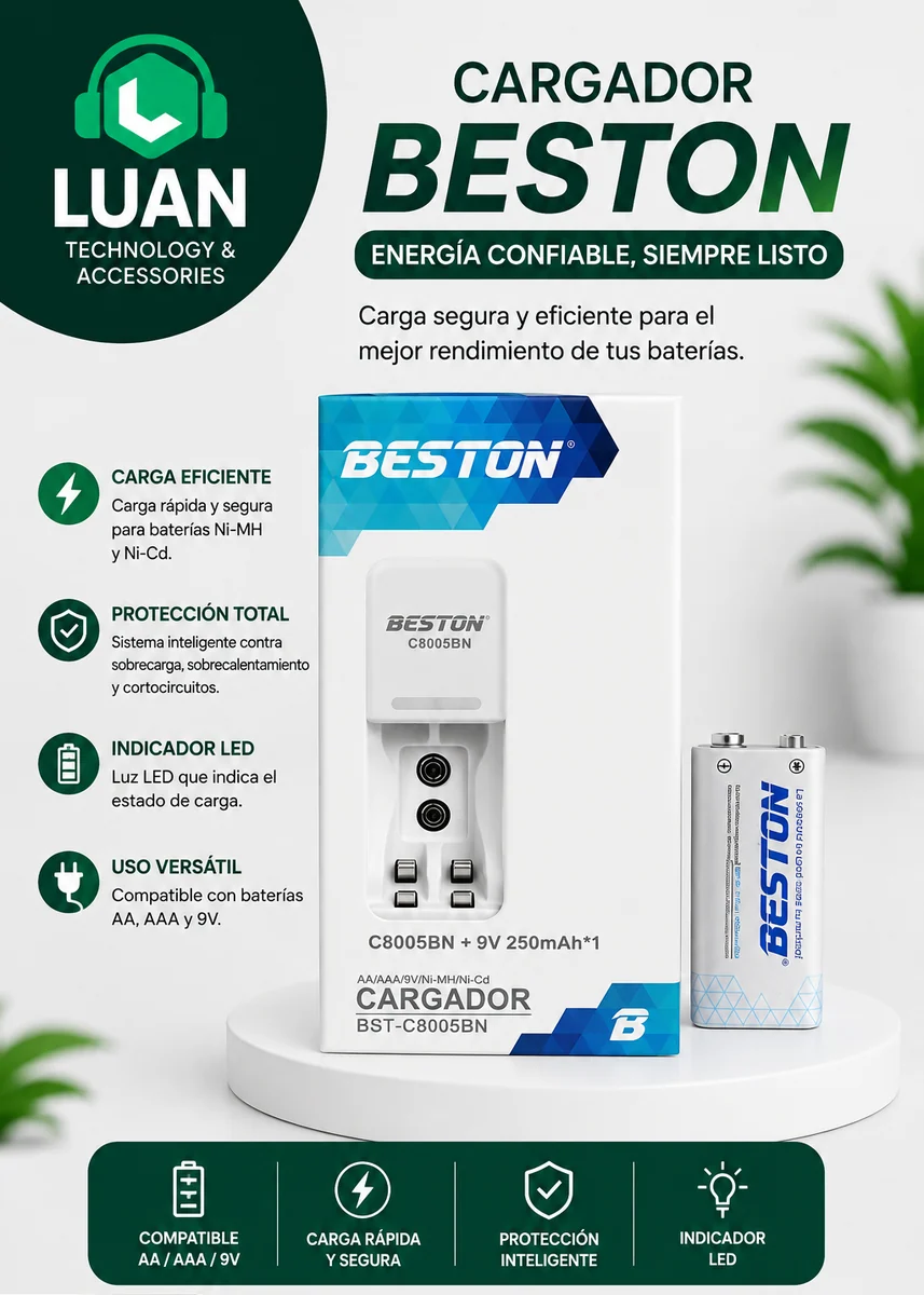 CARGADOR BESTON 9V 250MAH BST-C8005BN