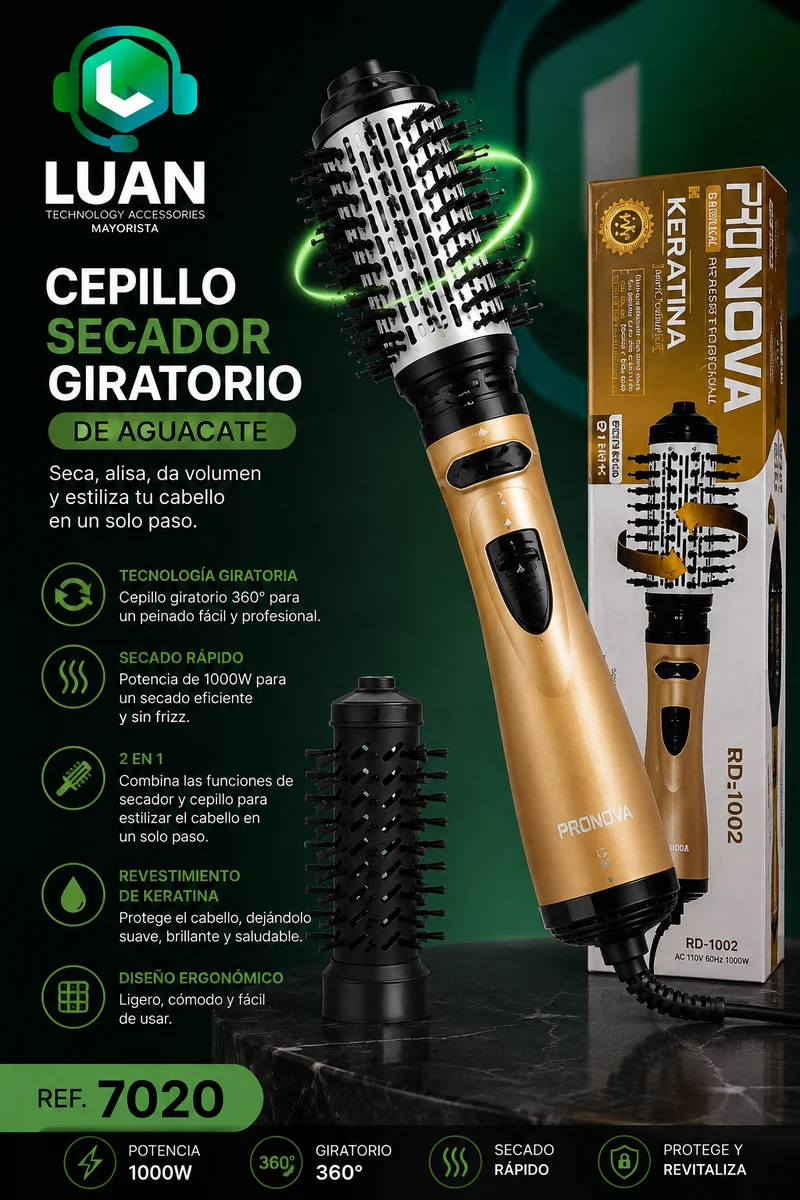CEPILLO SECADOR GIRATORIO KERATINA RD-1002