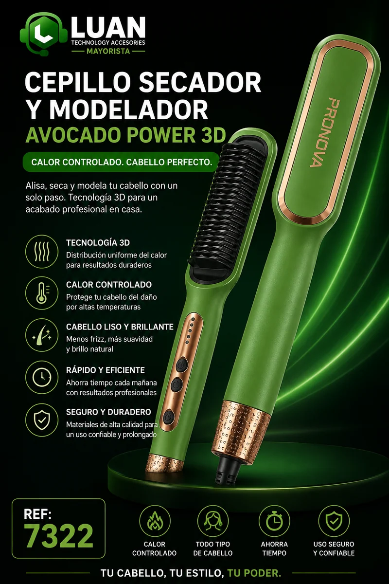 CEPILLO ALISADOR DE AGUACATE PRONOVA PRO-1721
