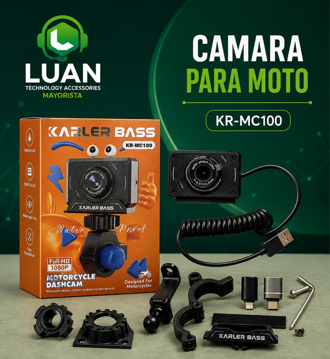 CAMARA PARA CASCO Y MANUBRIO KARLER BASS KR-MC100