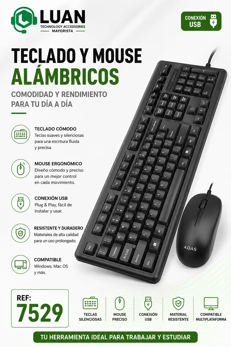COMBO TECLADO DE CABLE FC-535