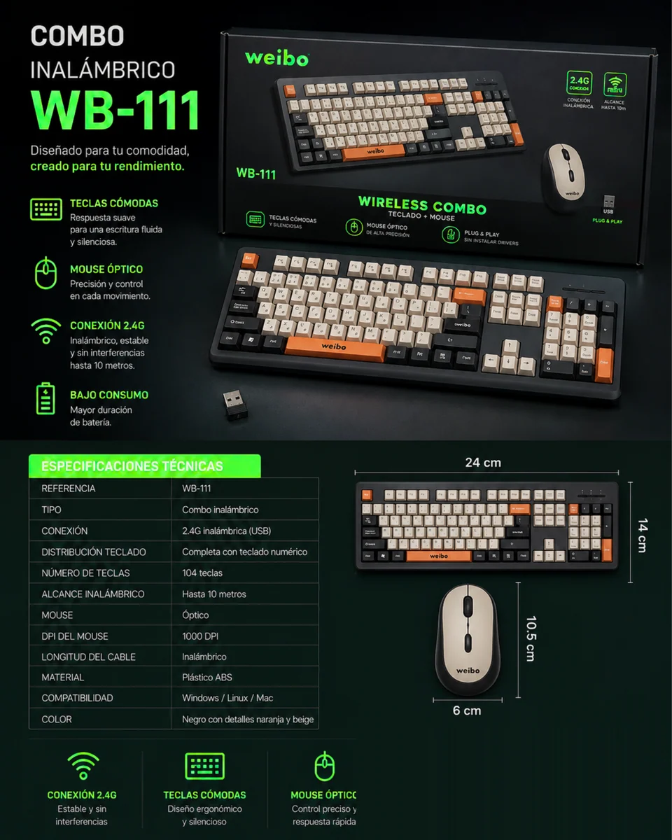 COMBO TECLADO COLORE