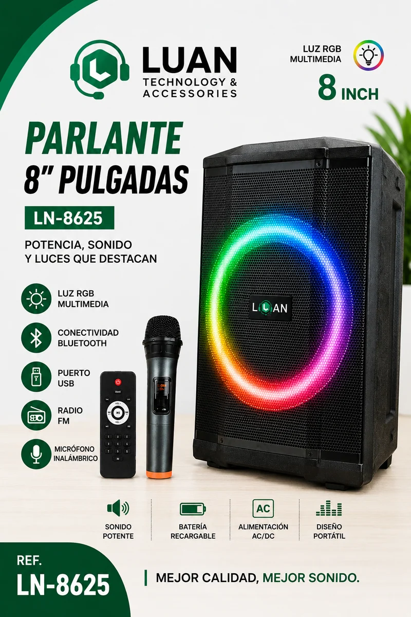 PARLANTE LUAN LN-8625 8 PULGADAS 8000W