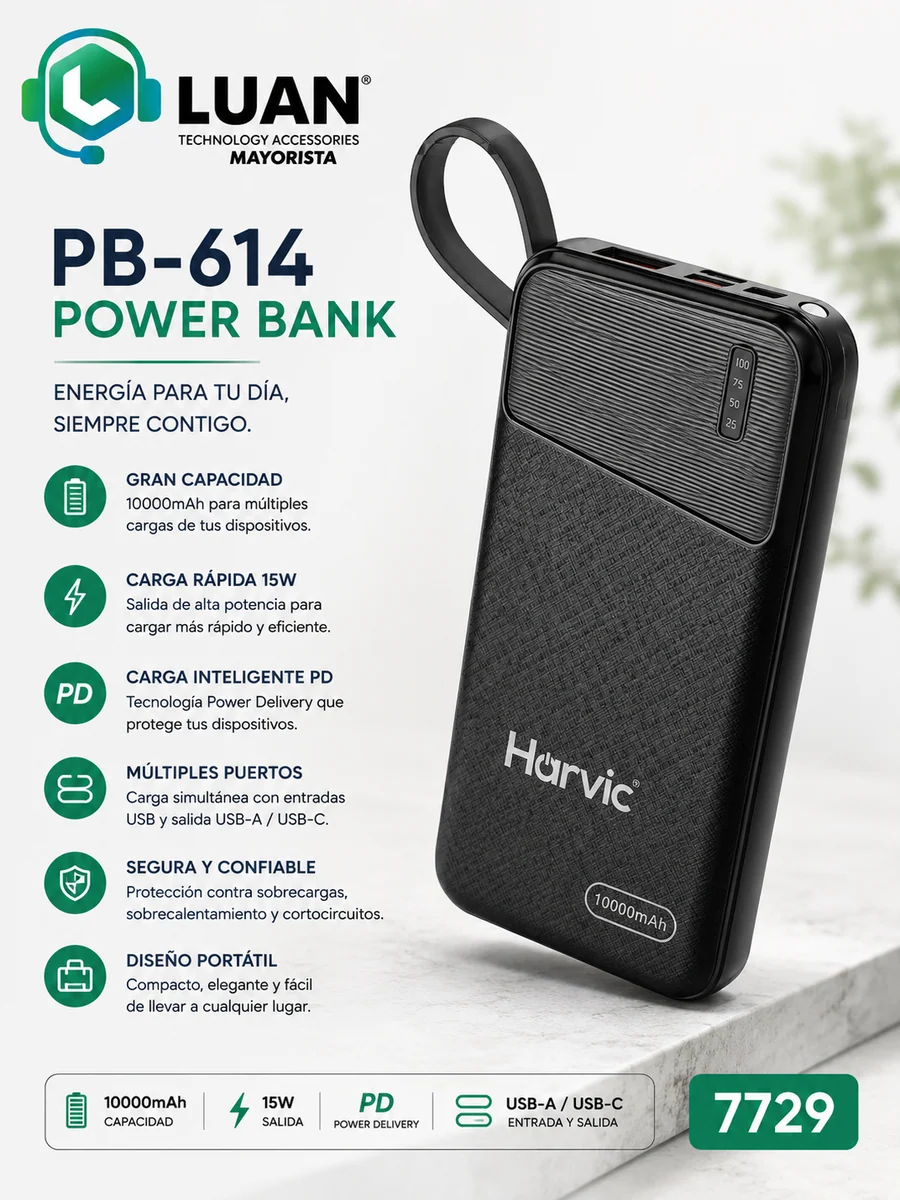 10000MAH - CARGA RÁPIDA 15W, CARGA INALÁMBRICA, COMPATIBLE CON MÚLTIPLES DISPOSITIVOS, PROTECCIÓN INTELIGENTE, DISEÑO PORTÁTIL Y ELEGANTE, PERMITIDO EN AVIONES 
