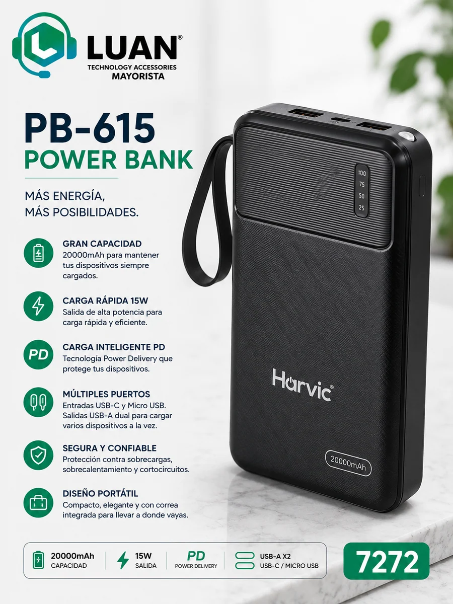 20000MAH - CARGA RÁPIDA 15W, CARGA INALÁMBRICA, COMPATIBLE CON MÚLTIPLES DISPOSITIVOS, PROTECCIÓN INTELIGENTE, DISEÑO PORTÁTIL Y ELEGANTE, PERMITIDO EN AVIONES 