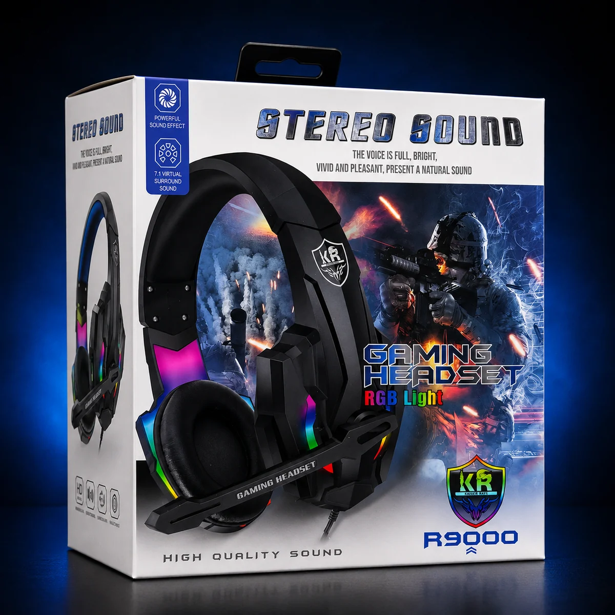 DIADEMA GAMER KR R9000 RGB STEREO SOUND