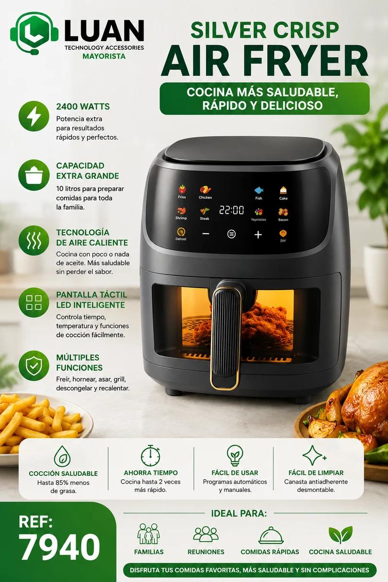 FREIDORA DE AIRE 10L SILVER CRISP