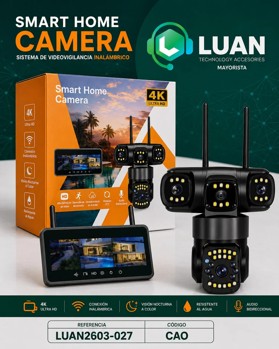 CAMARA WIFI SMART HOME 4K TRIPLE LENTE