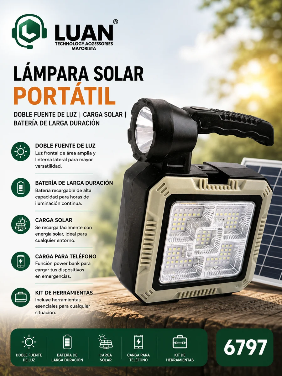 LAMPARA SOLAR PORTATIL CON PANEL