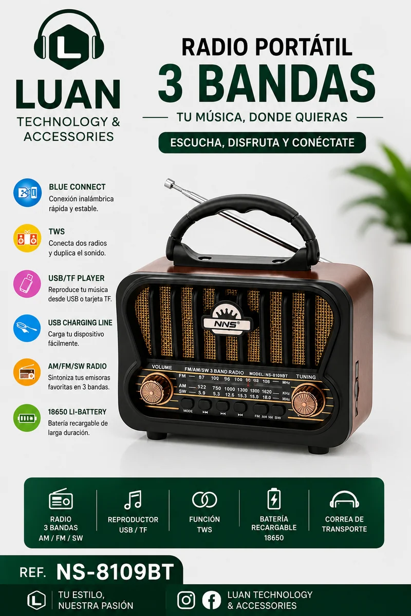 RADIO NNS NS-8109BT 3 BANDAS
