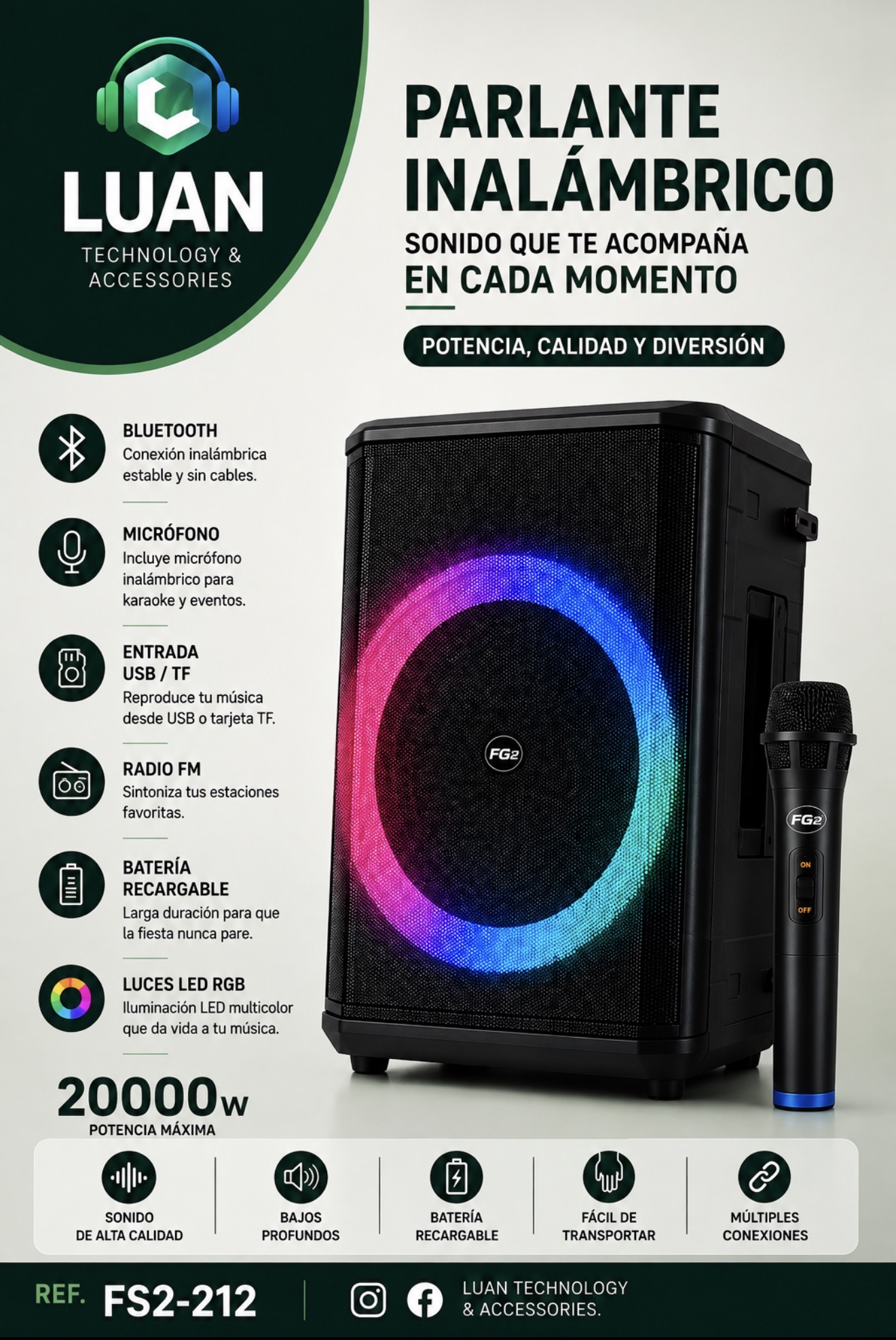 CABINA FGZ FS2-212 CON MICROFONO INALAMBRICO