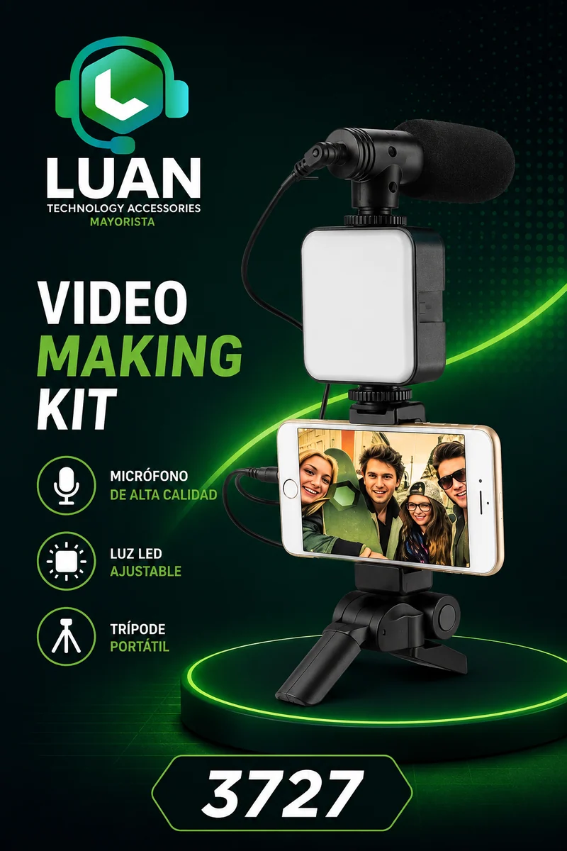KIT DE VIDEO CON TRIPODE Y LUZ LED