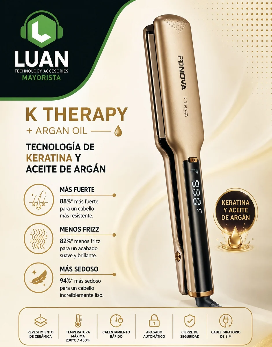 PLANCHA ANCHA ARGAN Y KERATINA PRONOVA