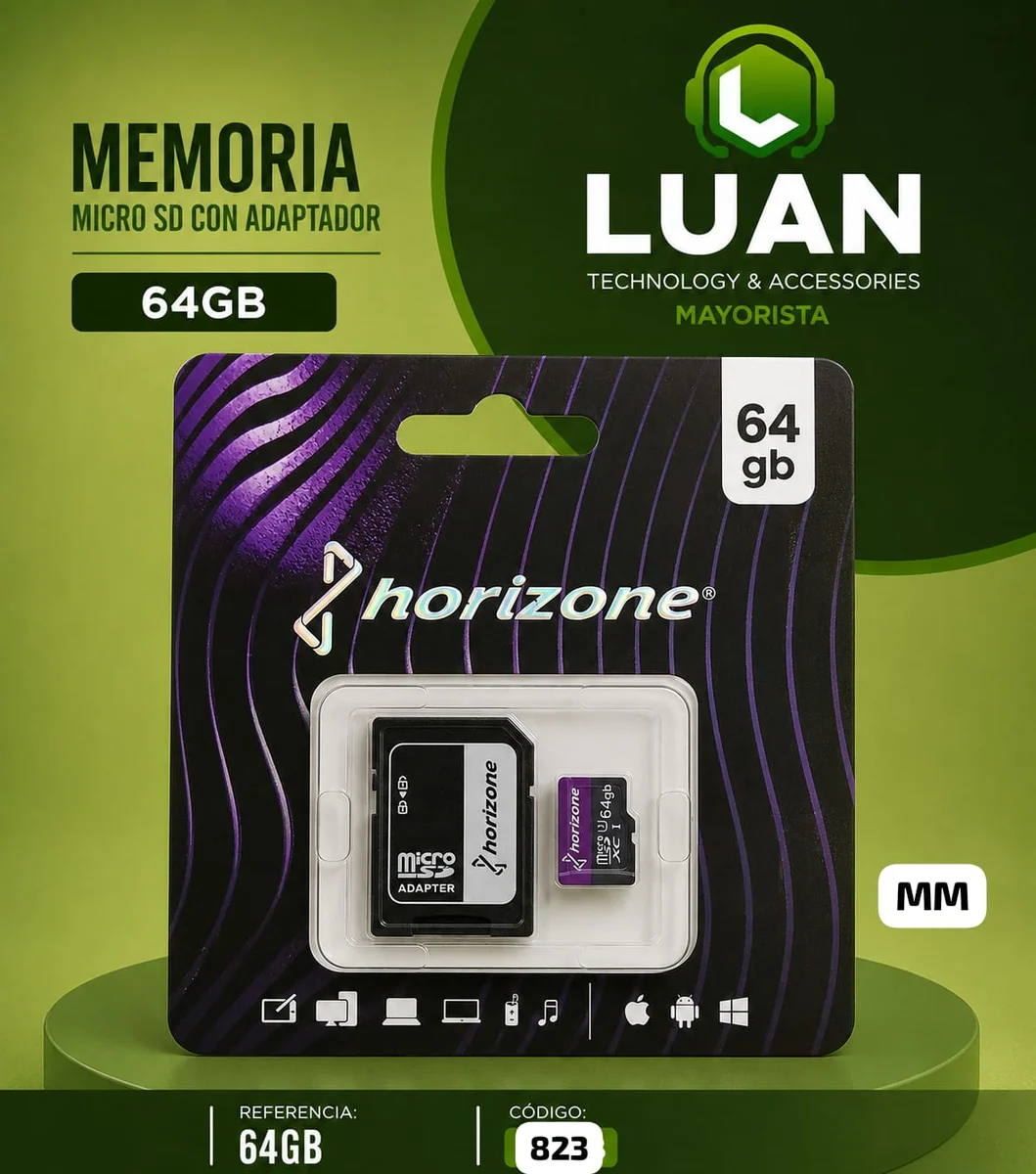 MEMORIA MICRO SD HORIZONE 64GB CON ADAPTADOR